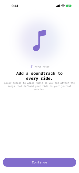 The walkthrough step asking for music access.
