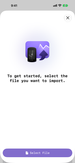 The import sheet, asking you to select the file you want to import.